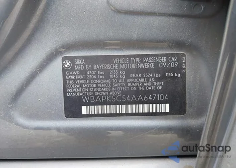 2010 BMW 328I xDrive из США, поврежденный, VIN WBAPK5C54AA647104